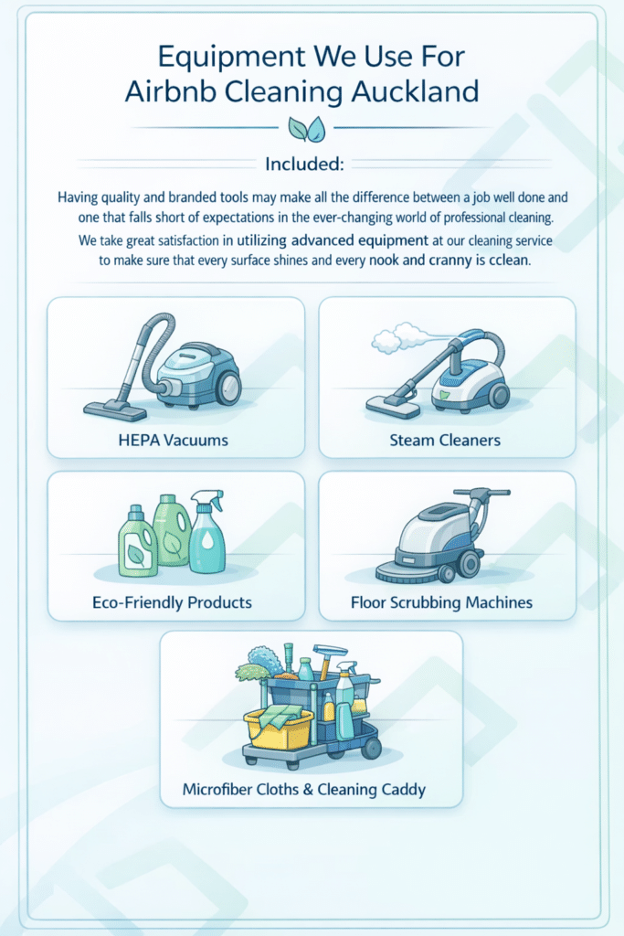 Equipment we used for Airbnb Cleaning Auckland